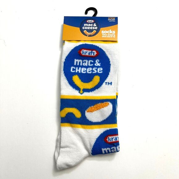 Odd Sox Unisex Kraft Mac and Cheese Novelty Crew Socks Retro Funny Blue Yellow - Picture 1 of 9